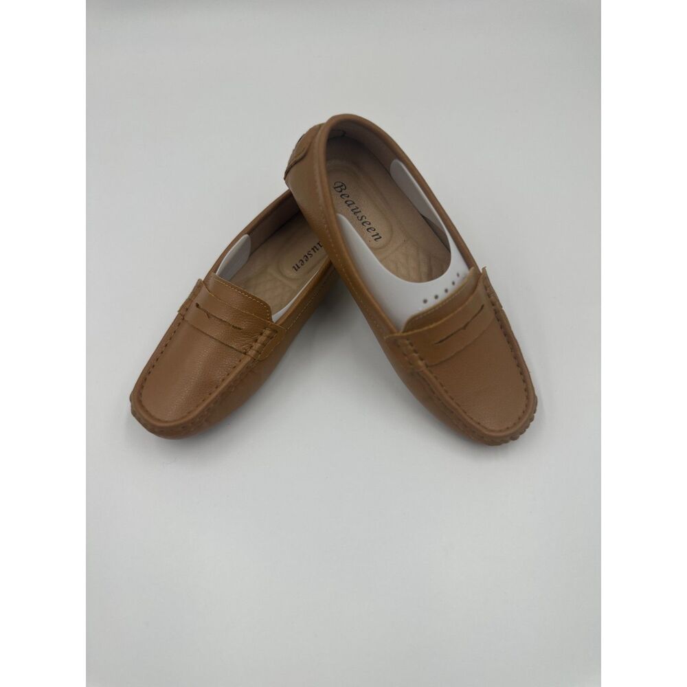 BEAUSEEN Women's Penny Loafers Leather Classic Soft Insole For Enhanced Walking
